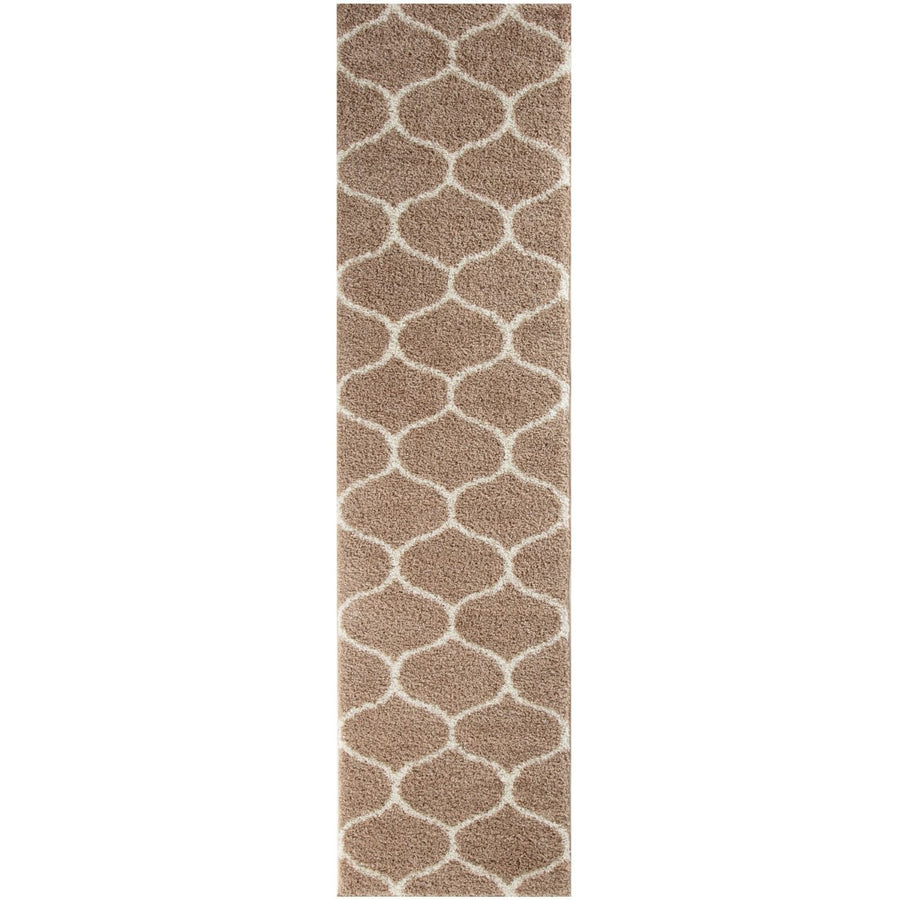 Trellis Design Thick Shaggy Area Rugs Beige