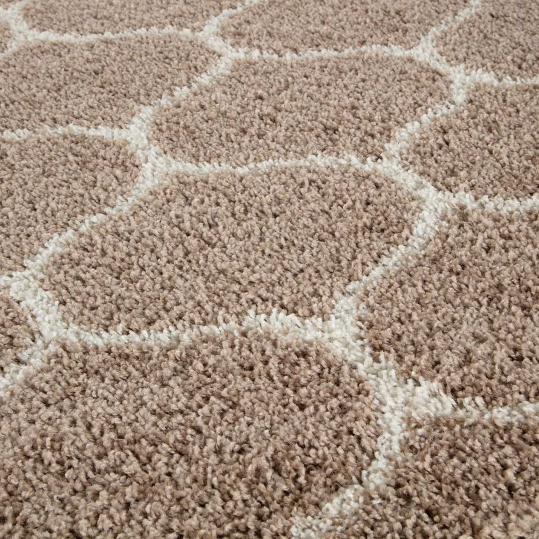 Trellis Design Thick Shaggy Area Rugs Beige