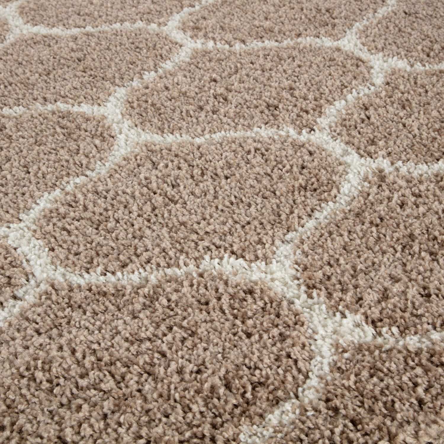 Trellis Design Thick Shaggy Area Rugs Beige