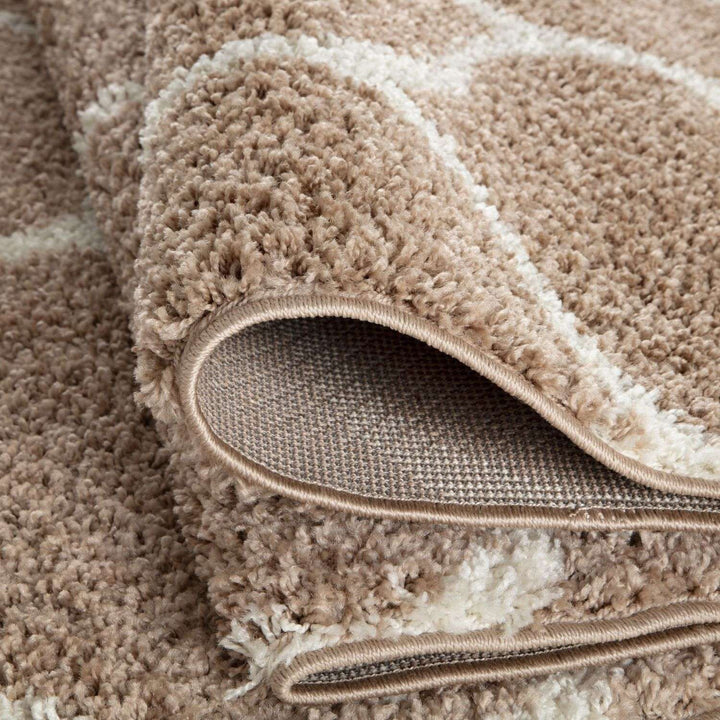 Trellis Design Thick Shaggy Area Rugs Beige