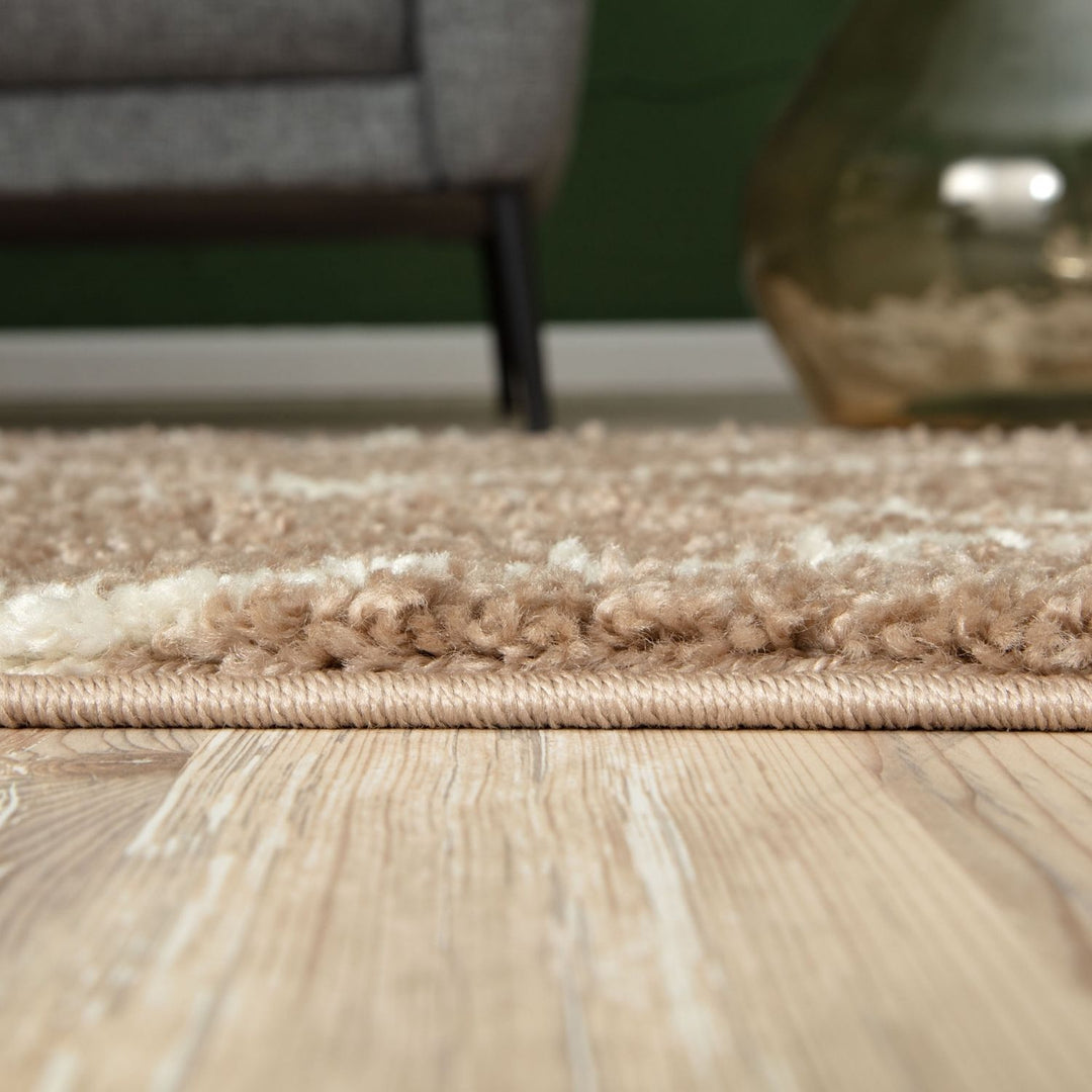 Trellis Design Thick Shaggy Area Rugs Beige