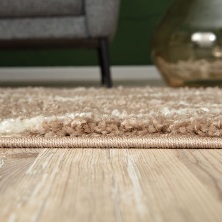 Trellis Design Thick Shaggy Area Rugs Beige