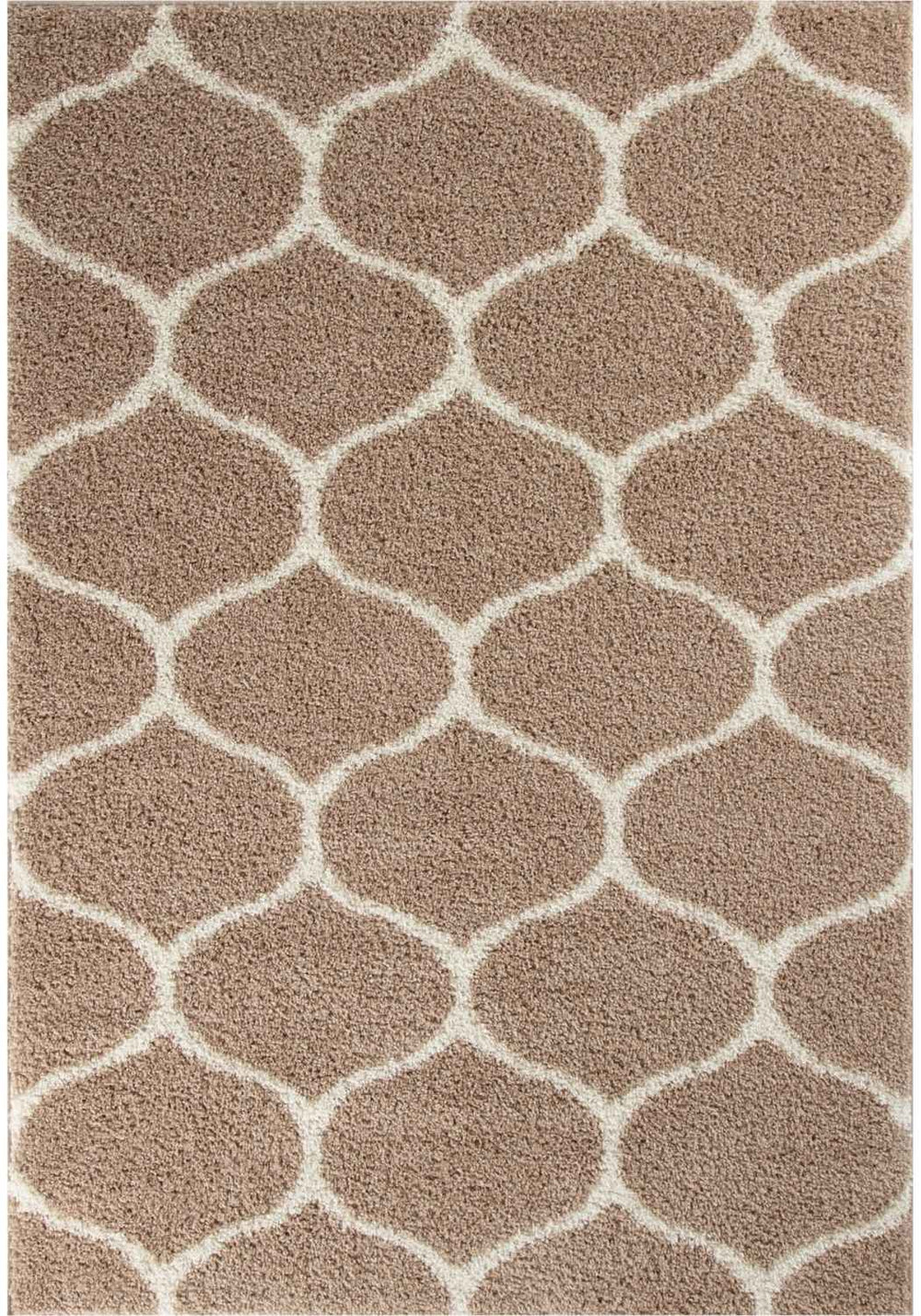 Trellis Design Thick Shaggy Area Rugs Beige