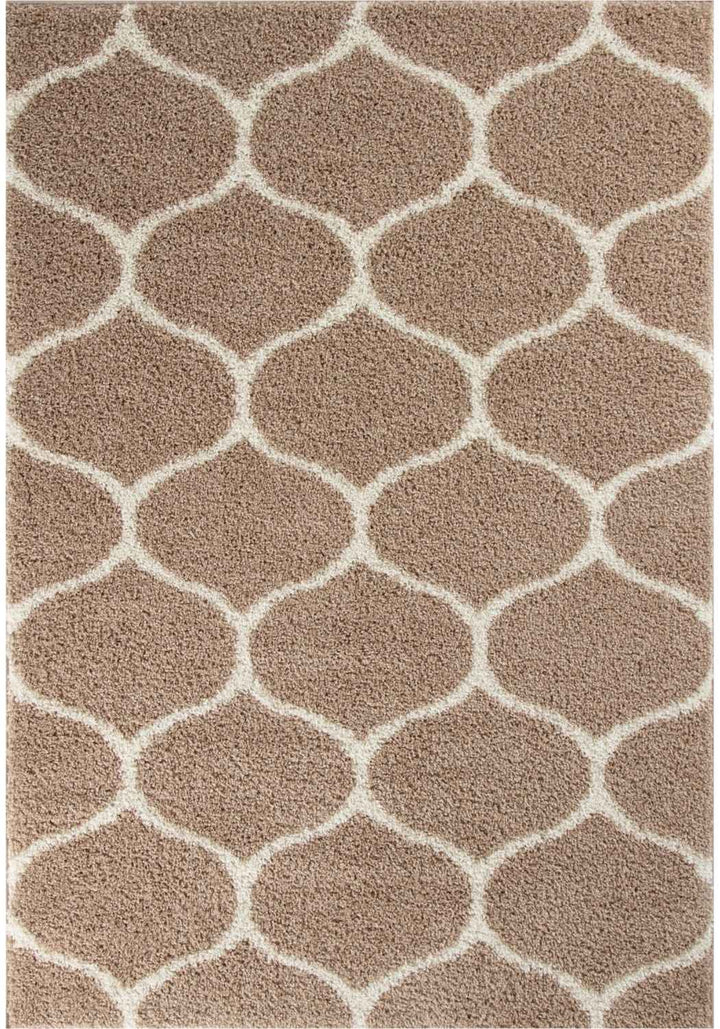 Trellis Design Thick Shaggy Area Rugs Beige
