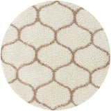 Trellis Design Thick Shaggy Area Rugs Ivory Beige