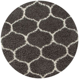 Trellis Design Thick Shaggy Area Rugs Dark Grey