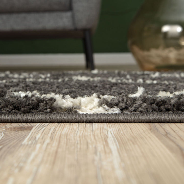 Trellis Design Thick Shaggy Area Rugs Dark Grey