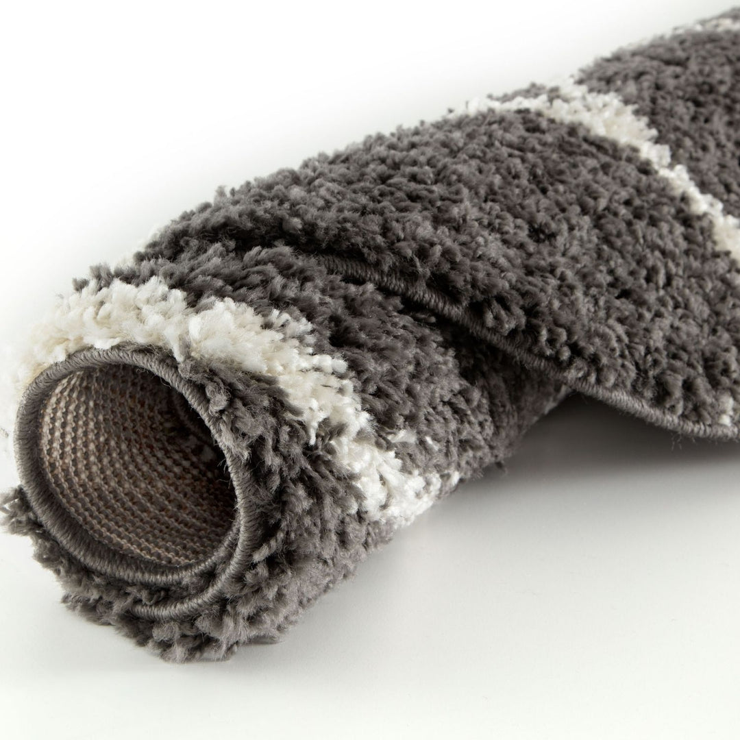 Trellis Design Thick Shaggy Area Rugs Dark Grey