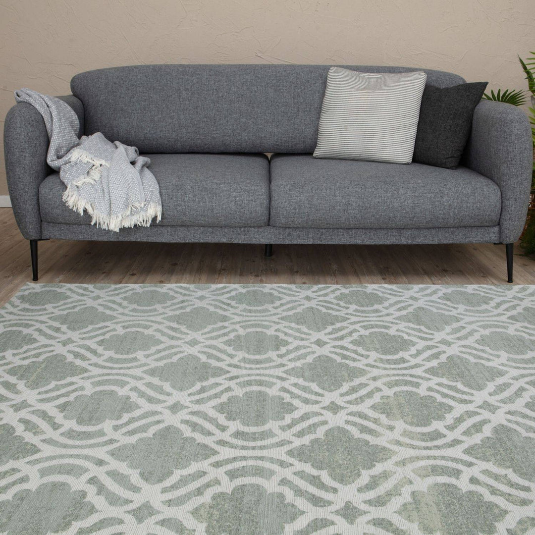 Machine Washable Flatweave Moroccan Rug Green