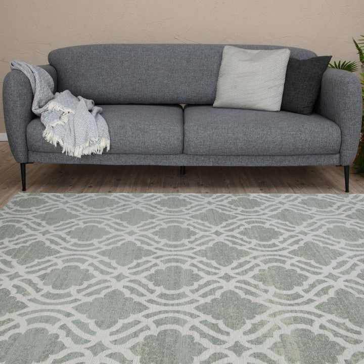 Machine Washable Flatweave Moroccan Rug Green