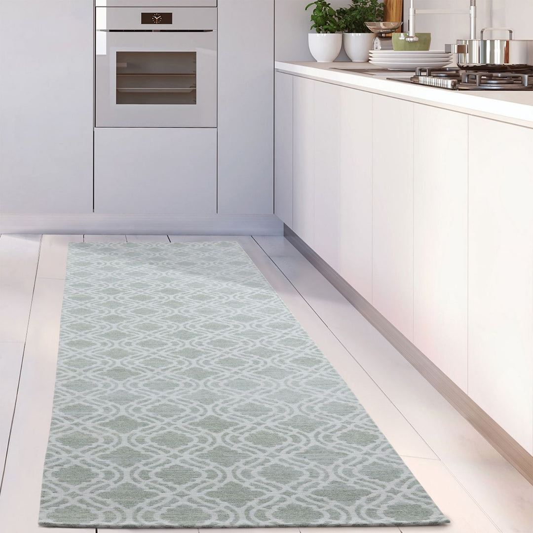 Machine Washable Flatweave Moroccan Rug Green