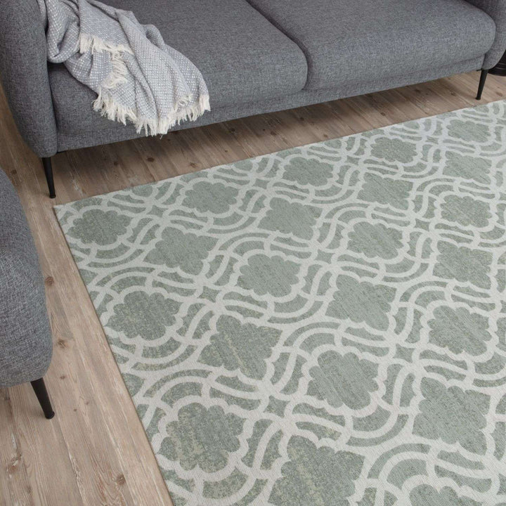 Machine Washable Flatweave Moroccan Rug Green
