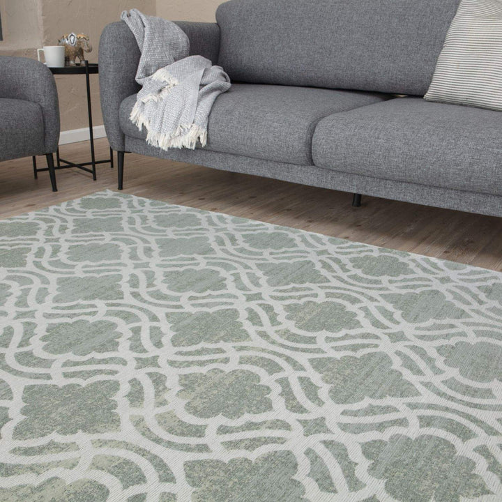 Machine Washable Flatweave Moroccan Rug Green