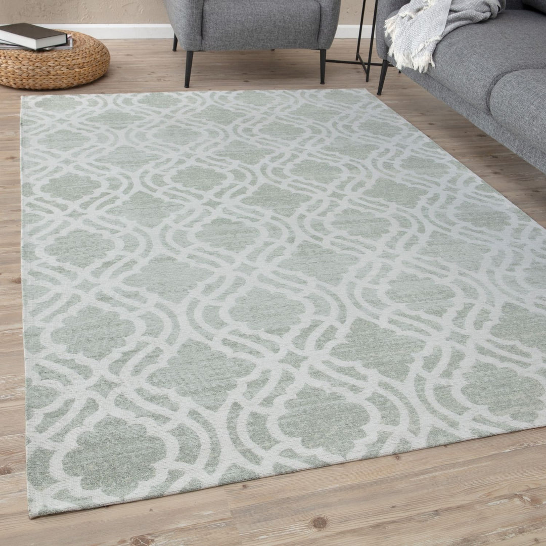 Machine Washable Flatweave Moroccan Rug Green