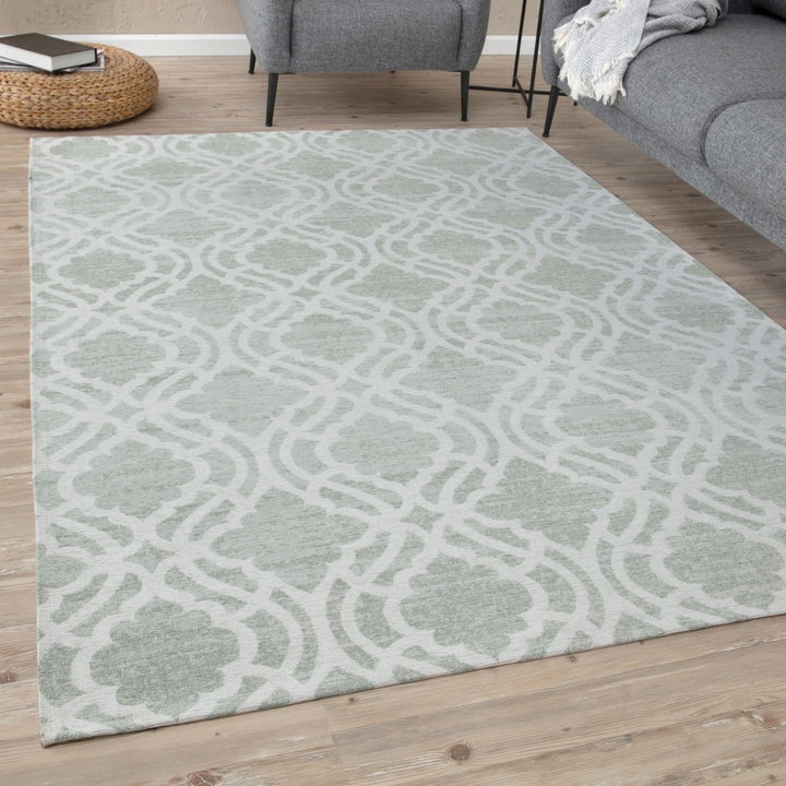 Machine Washable Flatweave Moroccan Rug Green