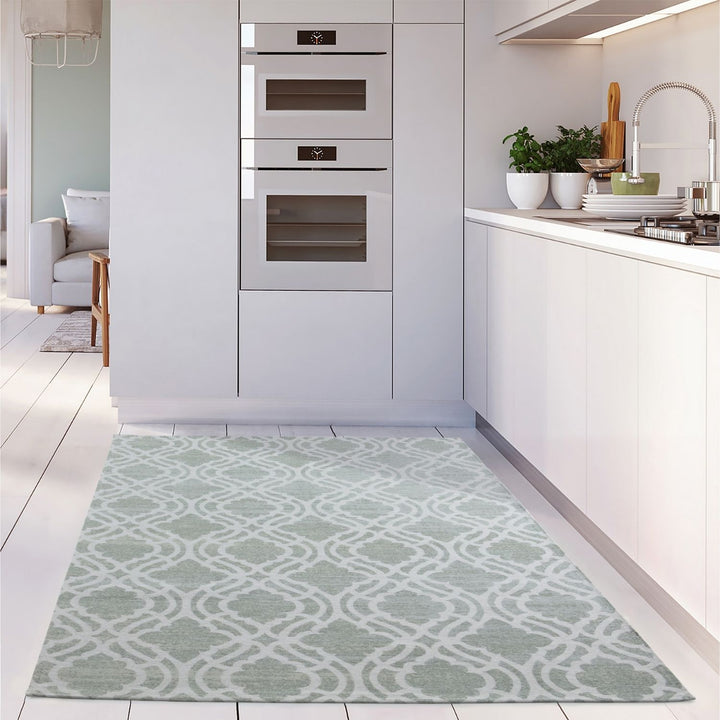 Machine Washable Flatweave Moroccan Rug Green