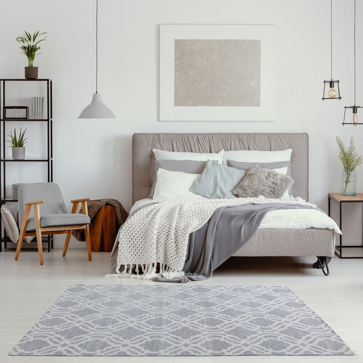 Machine Washable Flatweave Moroccan Rug Grey