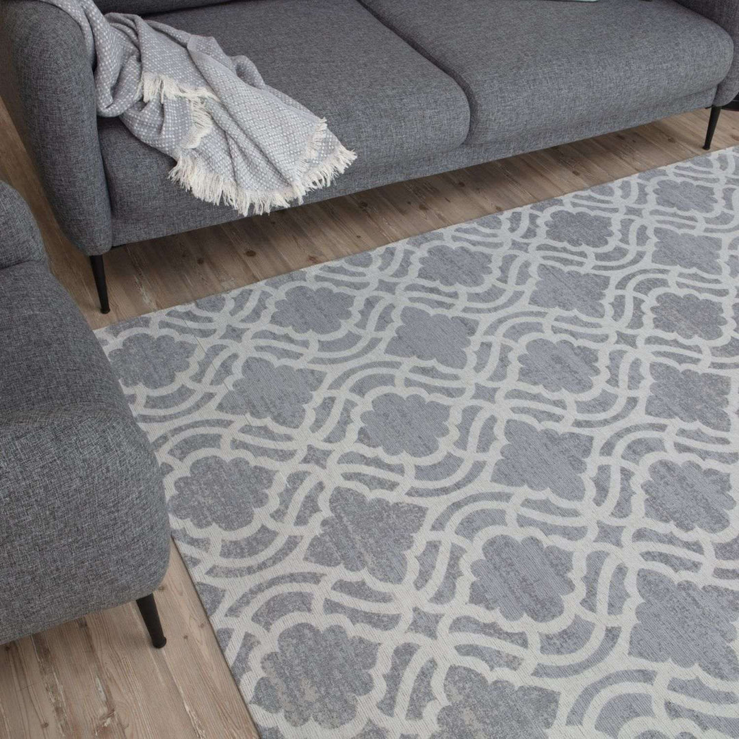 Machine Washable Flatweave Moroccan Rug Grey