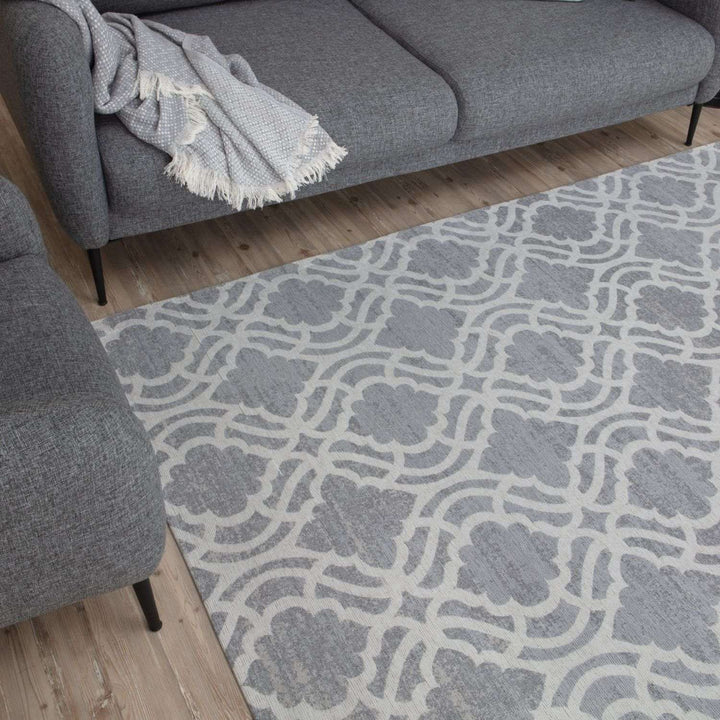 Machine Washable Flatweave Moroccan Rug Grey