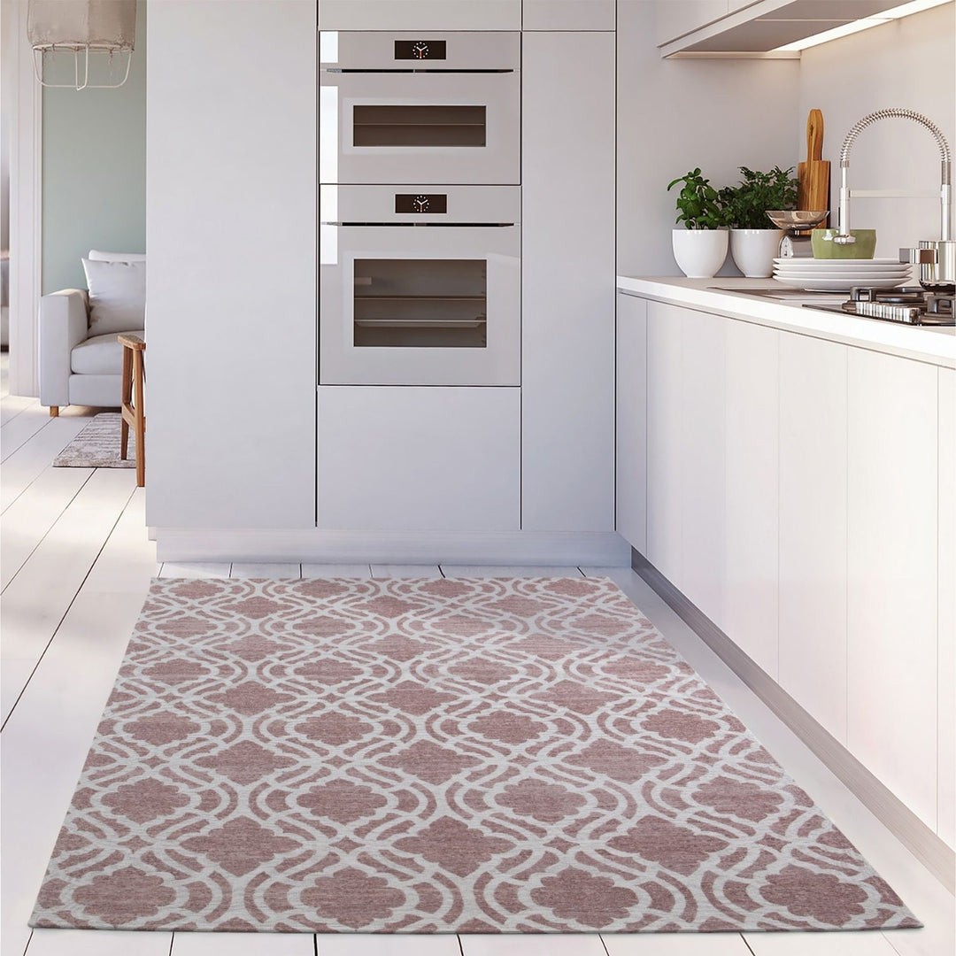 Machine Washable Flatweave Moroccan Rug Pink