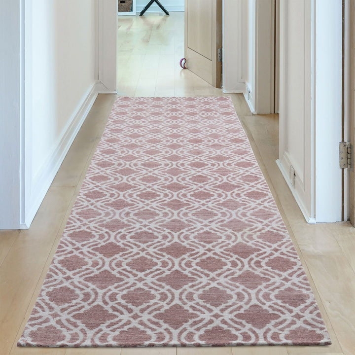 Machine Washable Flatweave Moroccan Rug Pink
