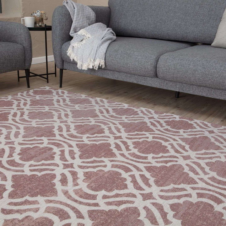 Machine Washable Flatweave Moroccan Rug Pink