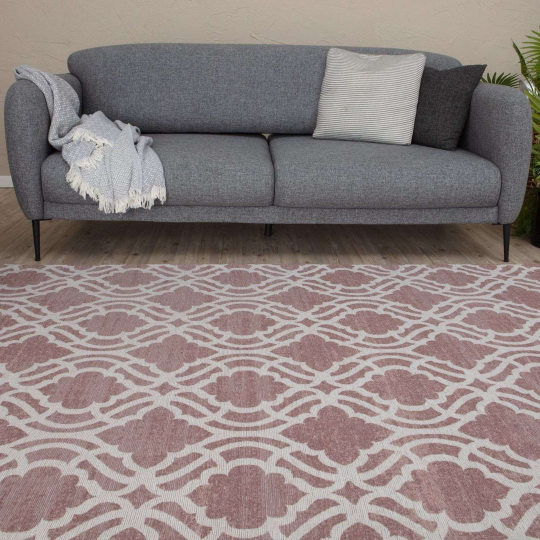 Machine Washable Flatweave Moroccan Rug Pink