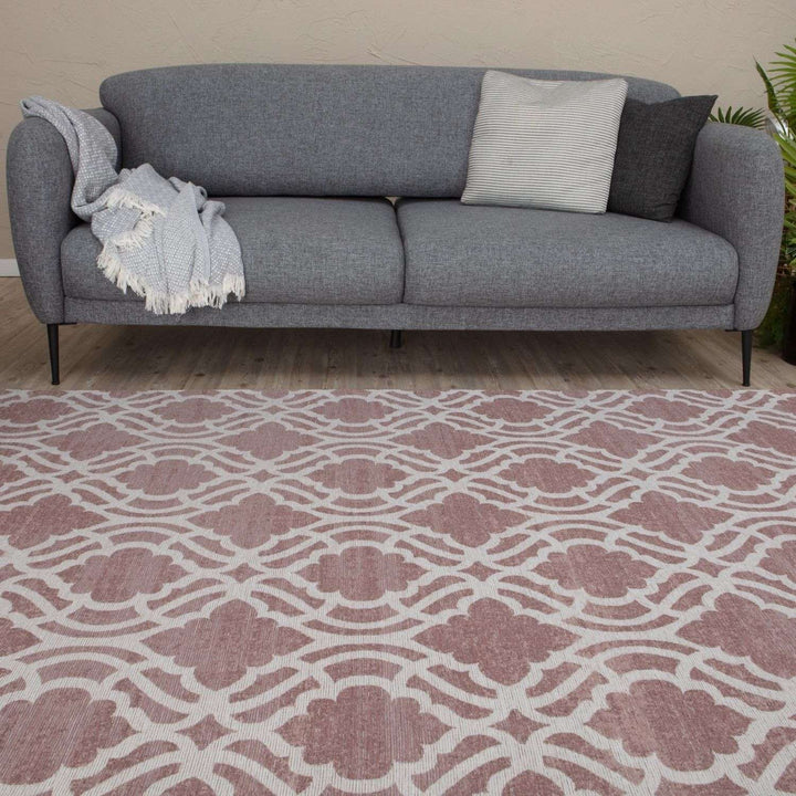 Machine Washable Flatweave Moroccan Rug Pink