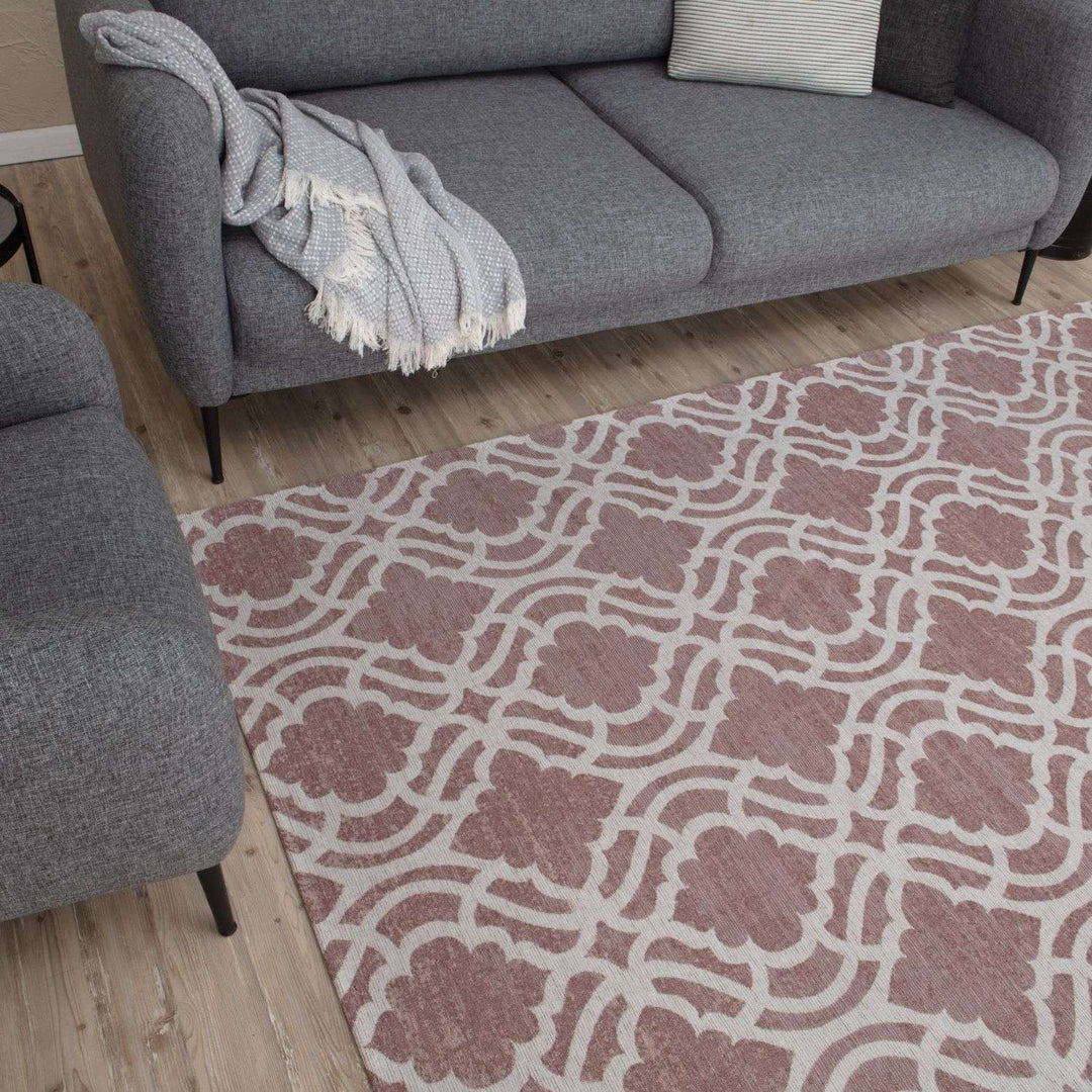 Machine Washable Flatweave Moroccan Rug Pink