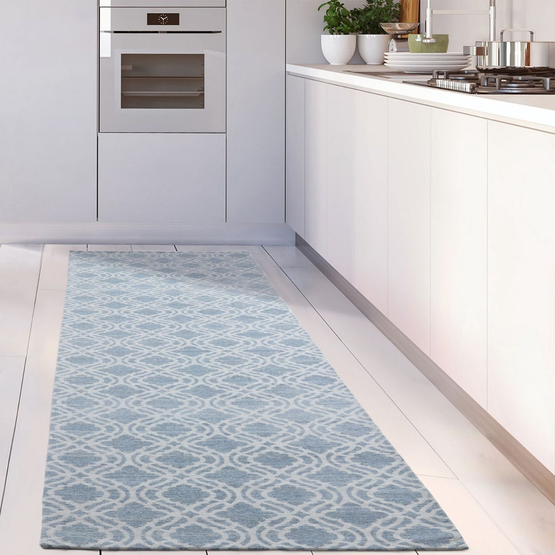 Machine Washable Flat-weave Moroccan Rug Blue