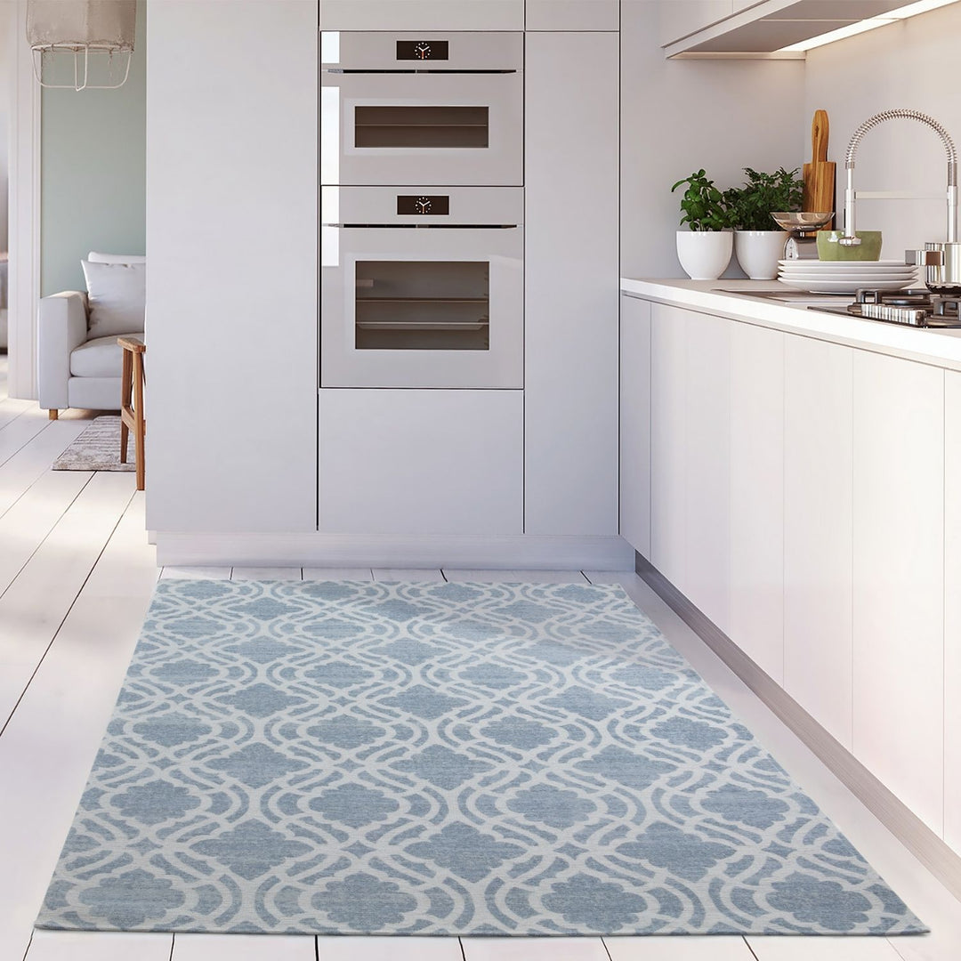 Machine Washable Flat-weave Moroccan Rug Blue