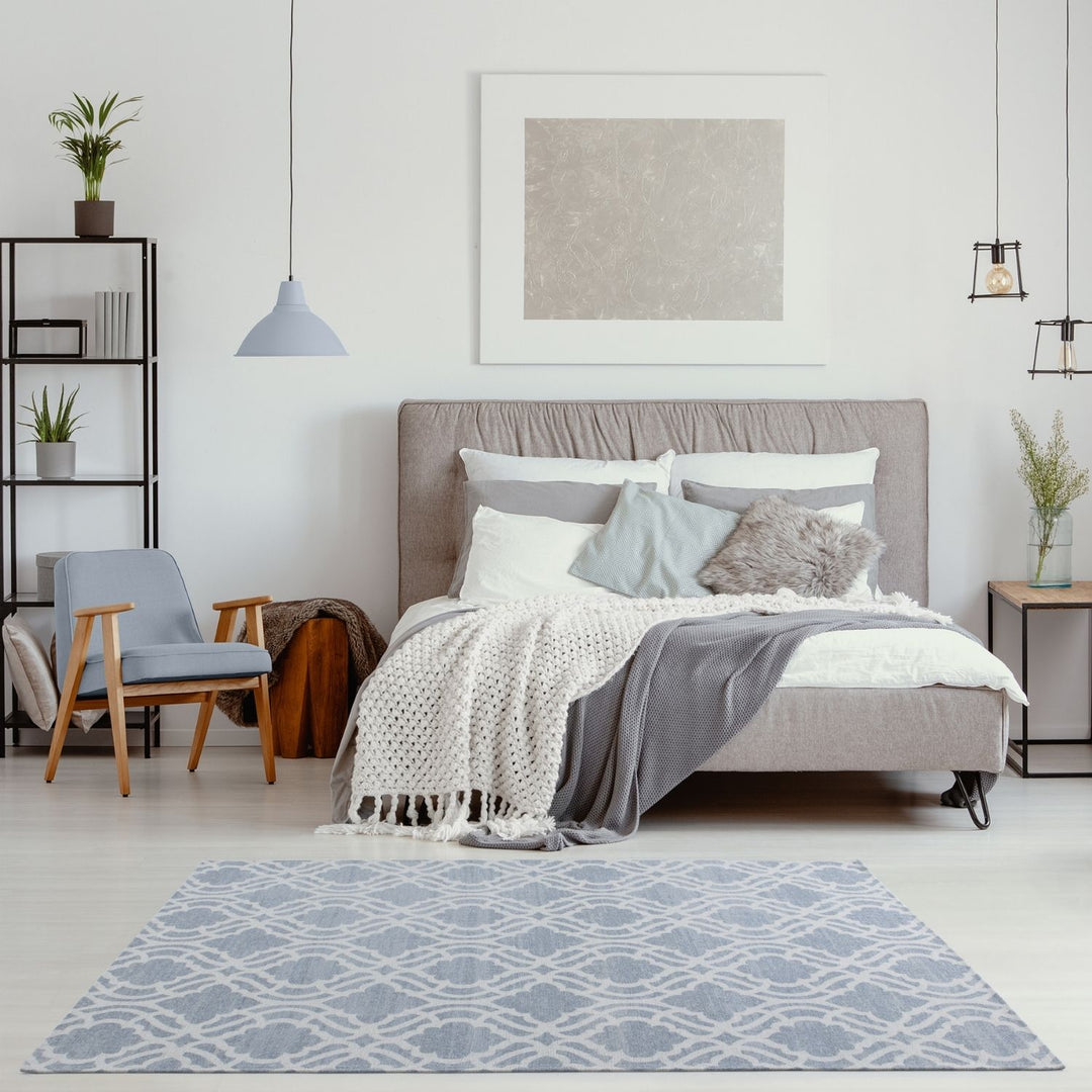 Machine Washable Flat-weave Moroccan Rug Blue
