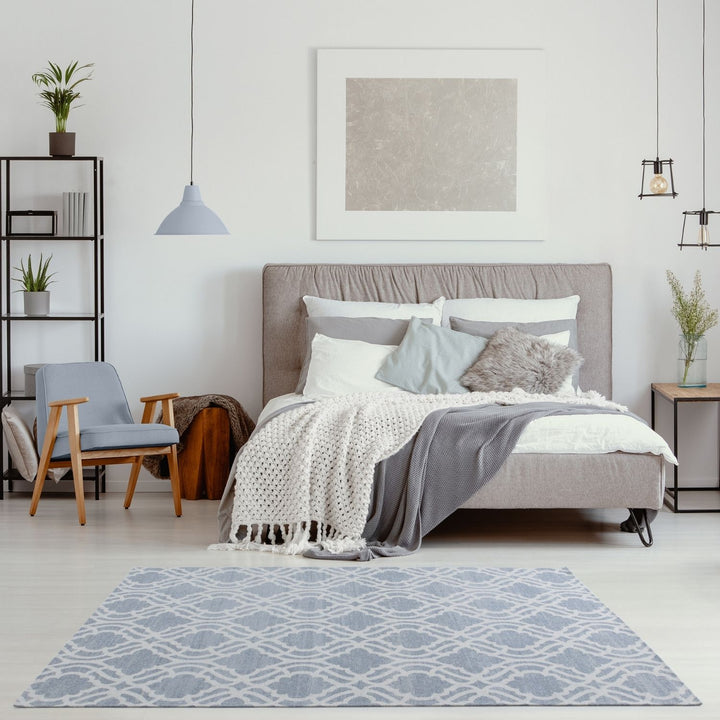 Machine Washable Flat-weave Moroccan Rug Blue