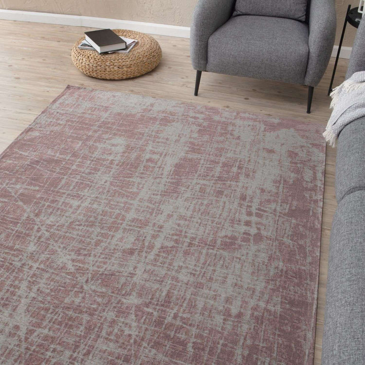 Machine Washable Flatweave Rug in Pink