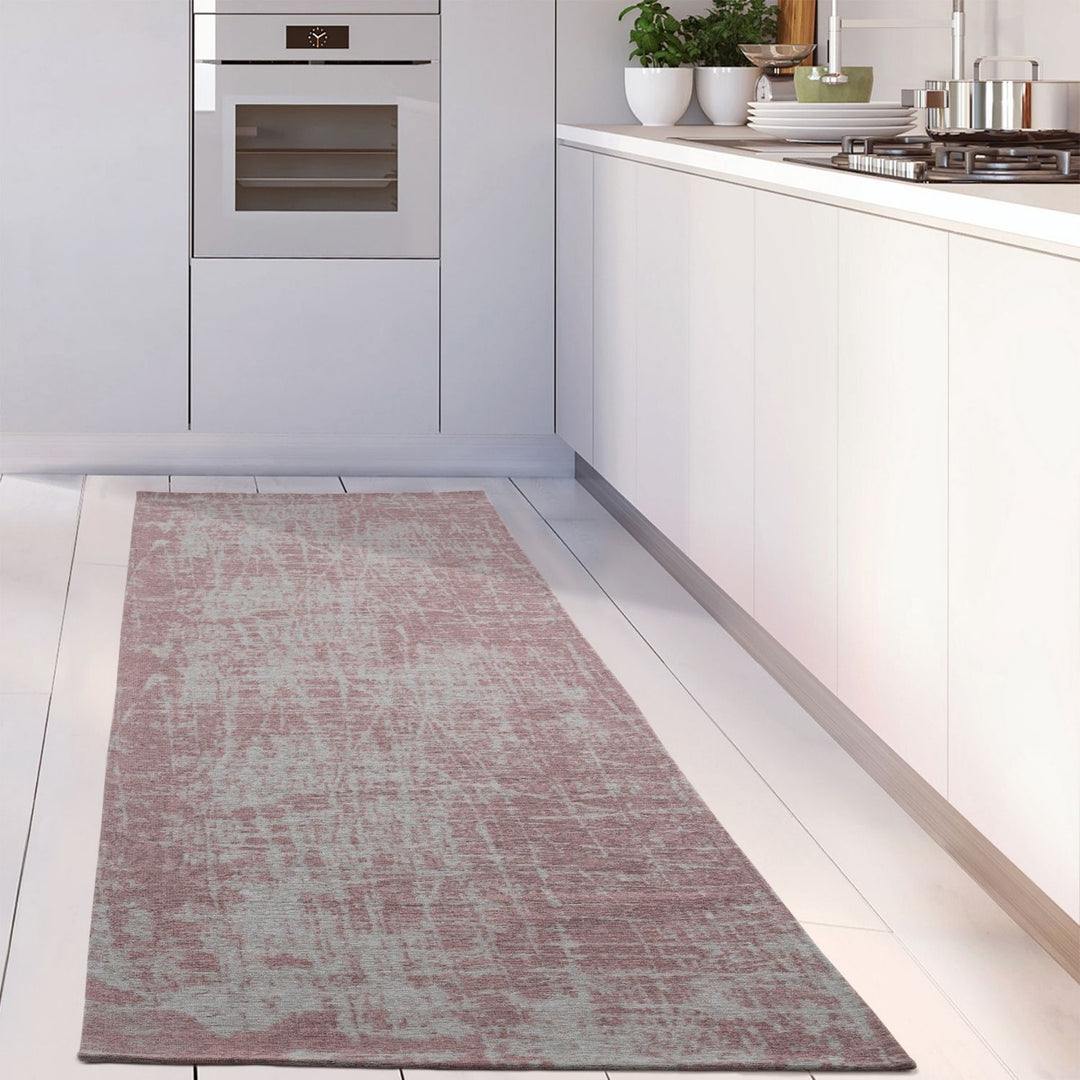 Machine Washable Flatweave Rug in Pink