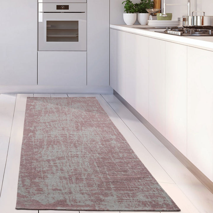 Machine Washable Flatweave Rug in Pink