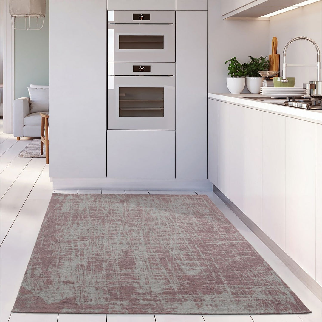 Machine Washable Flatweave Rug in Pink
