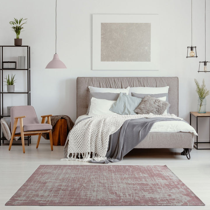 Machine Washable Flatweave Rug in Pink