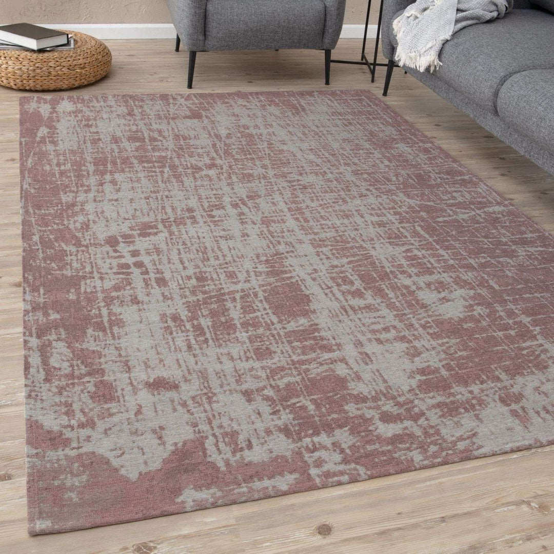 Machine Washable Flatweave Rug in Pink