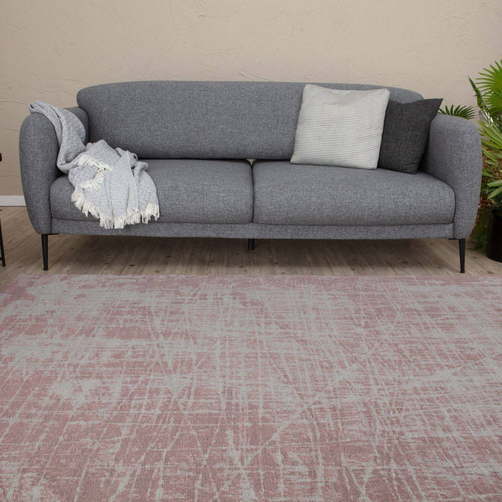 Machine Washable Flatweave Rug in Pink