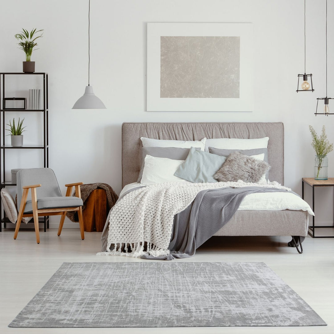 Machine Washable Flatweave Rug in Grey