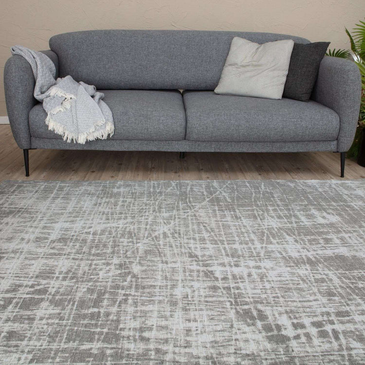 Machine Washable Flatweave Rug in Grey