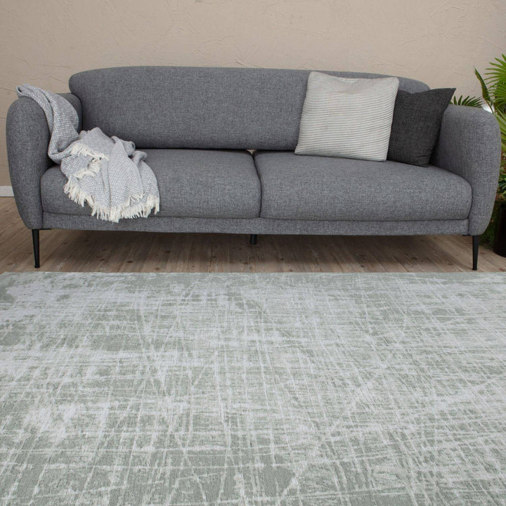 Machine Washable Flatweave Rug Striped Green | The Rugs