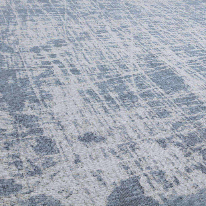 Machine Washable Flatweave Rug Striped Blue