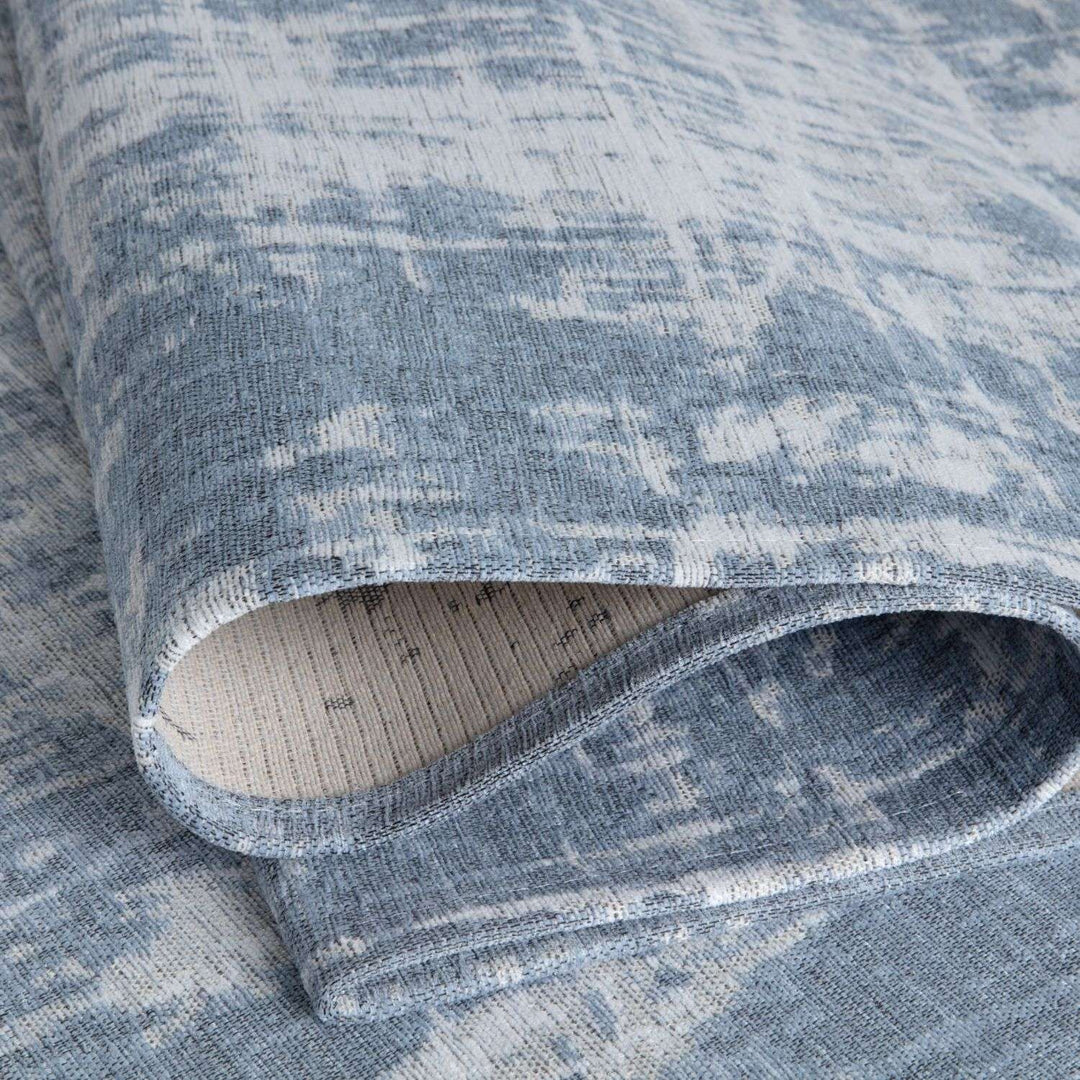 Machine Washable Flatweave Rug Striped Blue