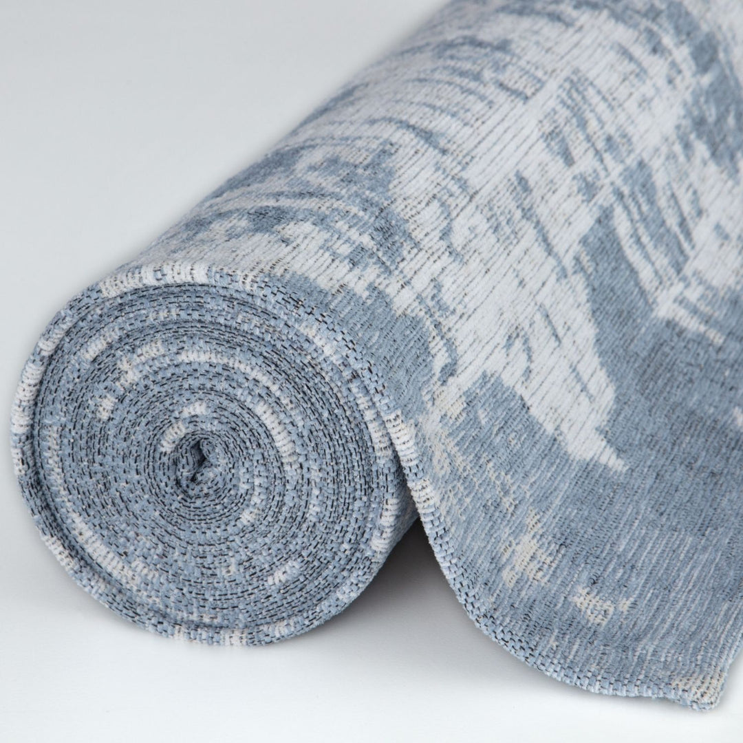 Machine Washable Flatweave Rug Striped Blue