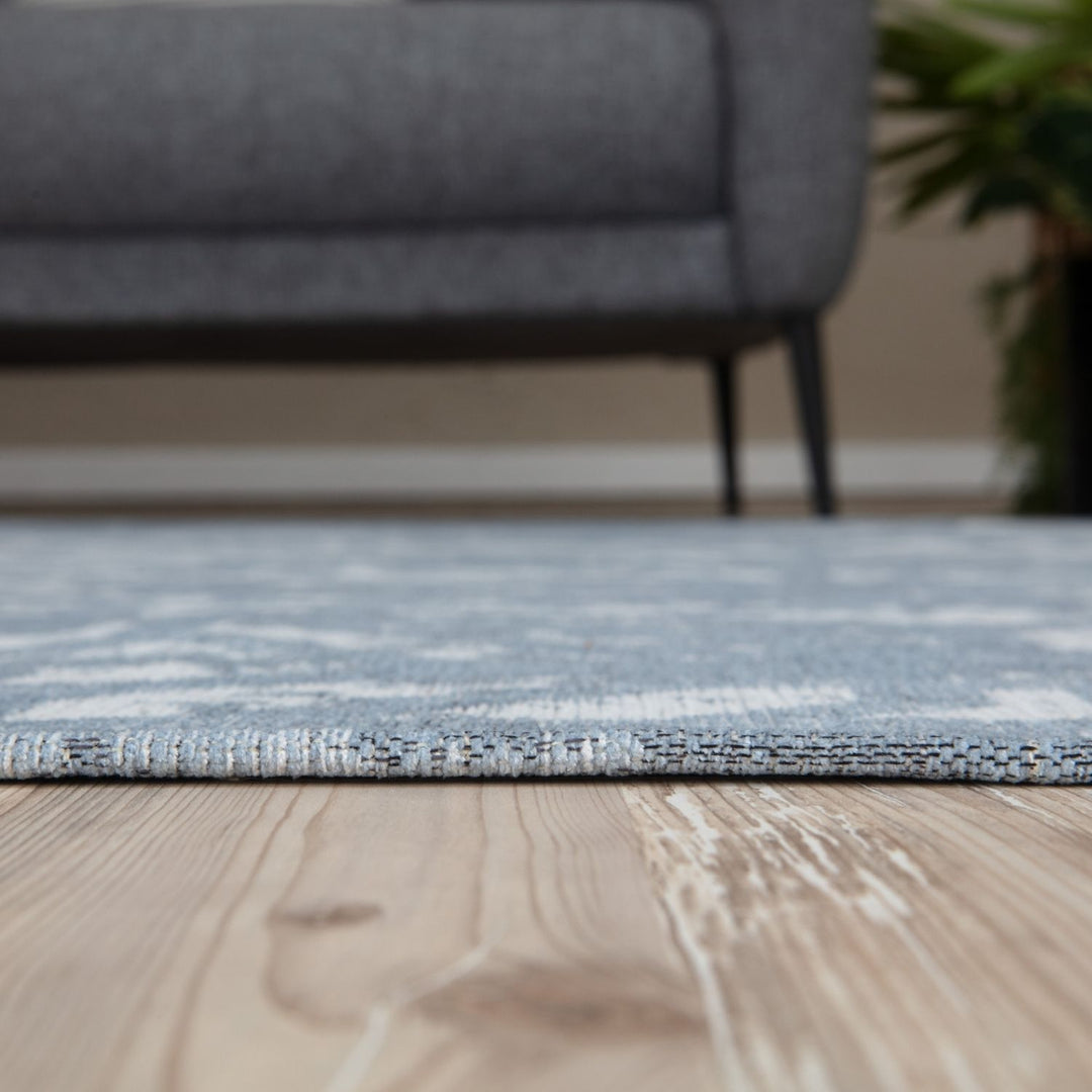 Machine Washable Flatweave Rug Geometric in Blue