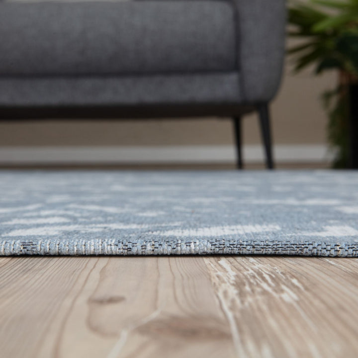Machine Washable Flatweave Rug Geometric in Blue