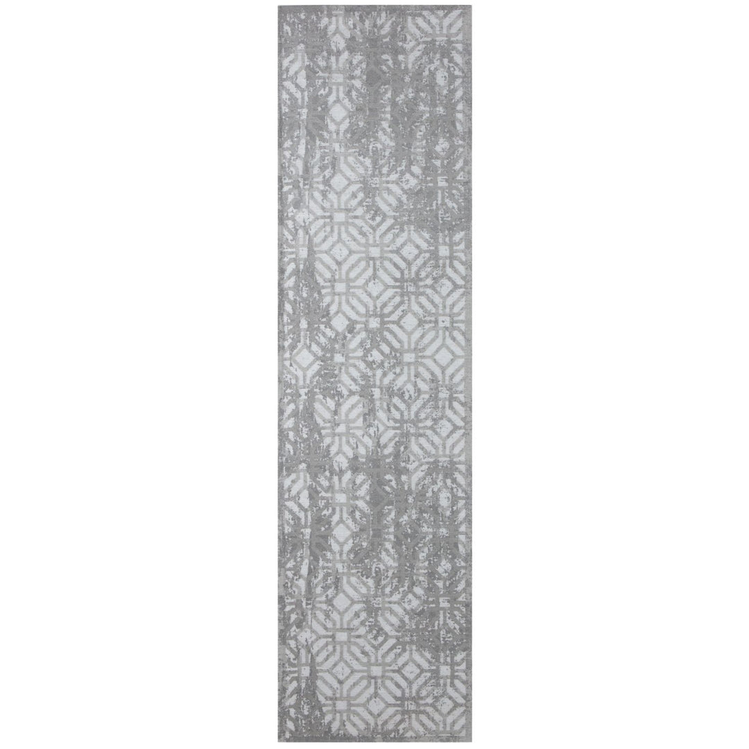 Machine Washable Flatweave Rug Geometric in Grey