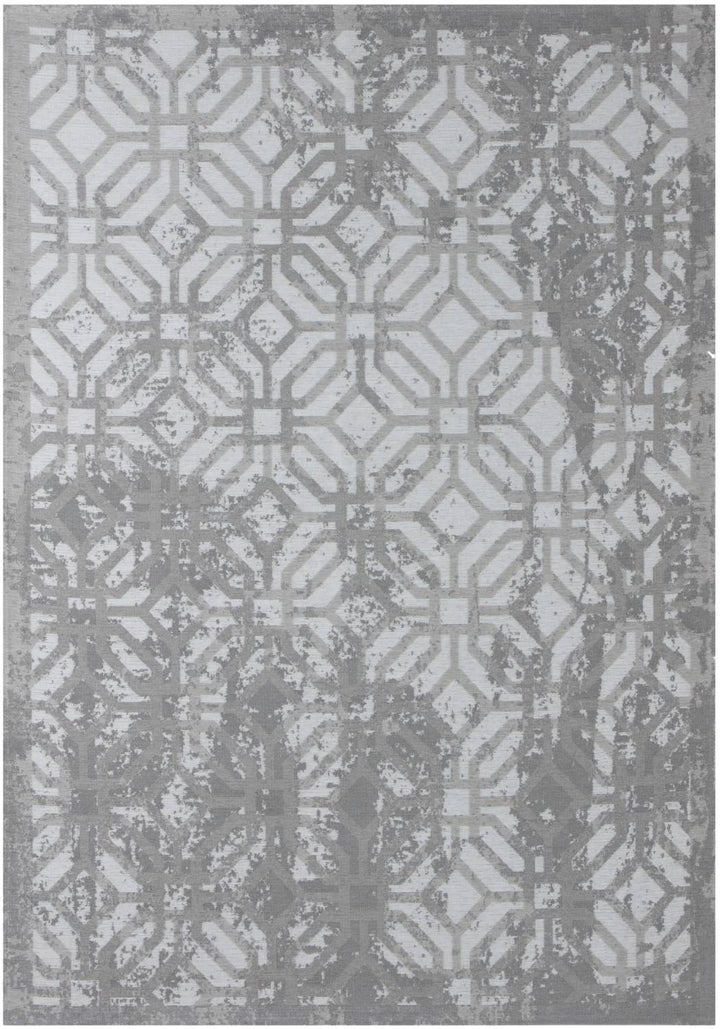 Machine Washable Flatweave Rug Geometric in Grey